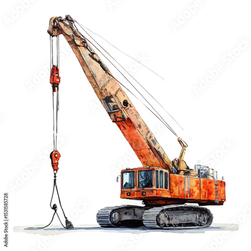 Lifting Equipment, watercolor illustration vector, isolated on a white background.