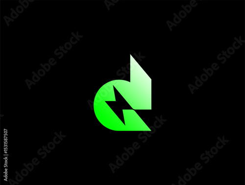 modern letter D bolt lightning logo concept for energy company