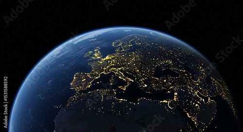 Fototapeta Naklejka Na Ścianę i Meble -  Europe at night from space earth lights city lights continent countries europe view from space photo