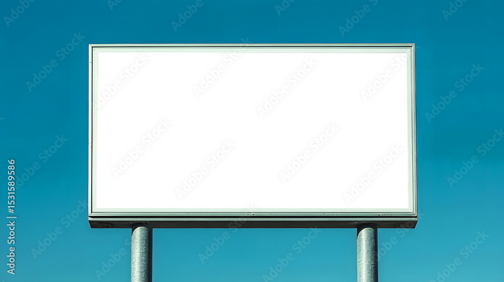 Fototapeta premium Blank green highway sign against a bright clear blue sky for messaging and communication