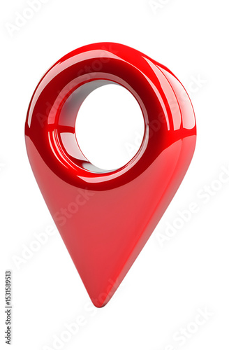 3d rendered glossy red location pin icon depicting digital navigation concept
