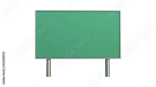 Blank green billboard with metallic frame displaying empty space for creative advertisement