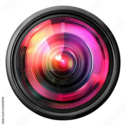 Detailed vibrant lens reflection with modern technology and photography concept