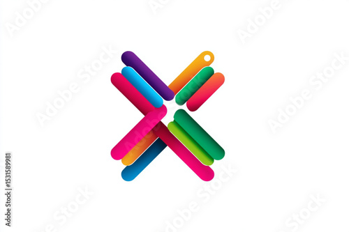 Colorful sticks arranged in an x shape on a white background creating a vibrant and modern design