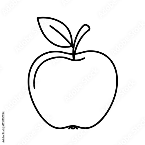 Simple line icon of an apple in minimalist black and white design  