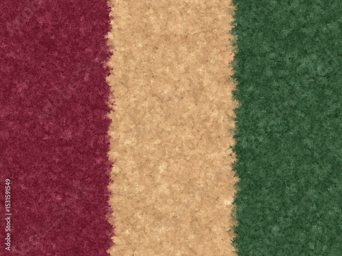 Abstract textured background with three vertical stripes in deep red, beige, and dark green, creating a rustic and vintage feel.