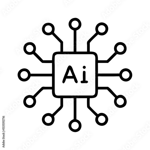 AI chip icon with interconnected nodes and lines in minimal design  