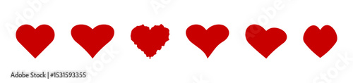 red heart icon set. like icon. add to favorite icon sign. love icon button. vector heart shape