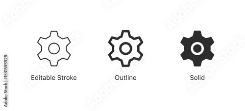 Gear icon symbol , gear wheel icon. Cogwheel icon. Vector illustration. editable stroke