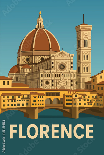 Florence Cityscape with Cathedral and Ponte Vecchio.eps