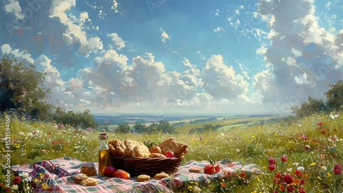 bright park picnic scene