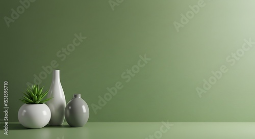 Minimalist Still Life Plant White Vase Grey Pot
