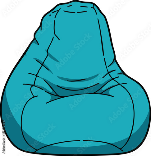Blue bean bag chair vector illustration for comfortable modern home seating and relaxation furniture design 