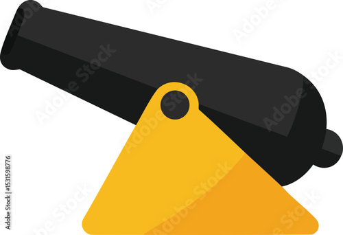 Black and yellow cannon historical artillery weapon vector illustration design element