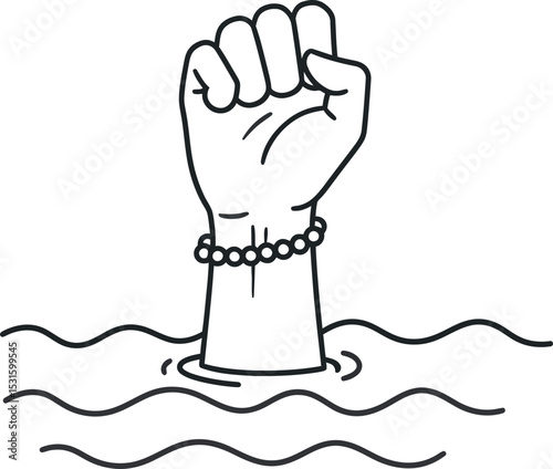 Fist Rising from Water – Symbol of Strength, Resistance, and Survival in Adversity

