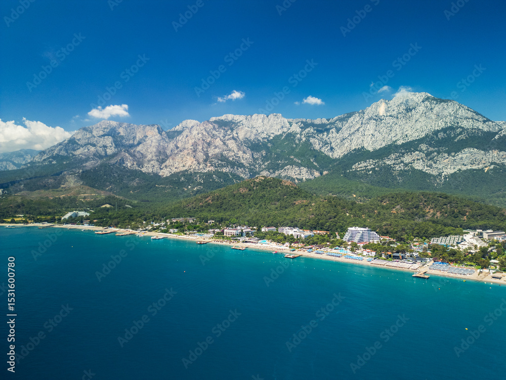 Fototapeta premium Goynuk Beach Coast in Kemer, Türkiye - Drone View