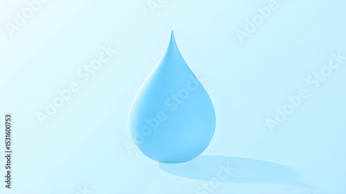 Elegant blue drop with smooth contours creating a calming atmosphere in a minimalistic setting