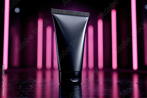 Dark tube cosmetic product, vibrant pink lights