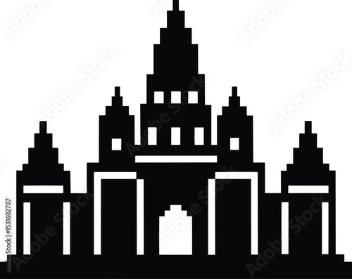 Pixel-style royal palace - castle silhouette, EPS JPEG PNG