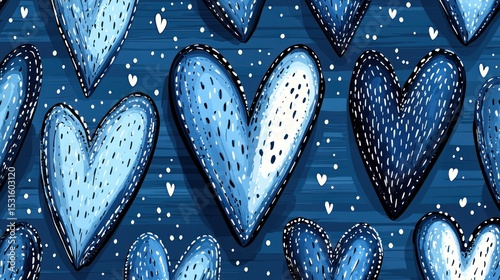Seamless pattern of stylized hearts