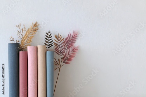 Pastel colored tubes with dried plants
