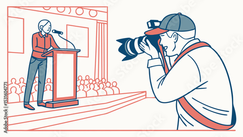 Photographer Capturing Speaker at Podium During Conference