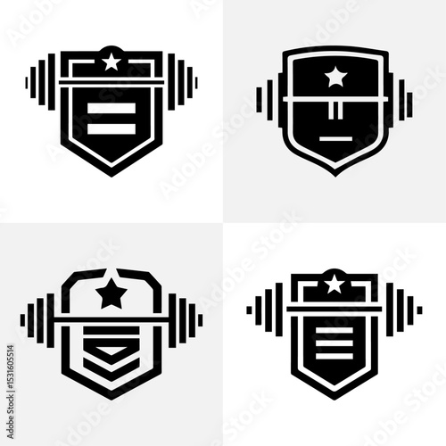 set of gym or fitness logo sport line vintage vector illustration template icon graphic design. bundle collection of various body building sign or symbol for training center concept typography