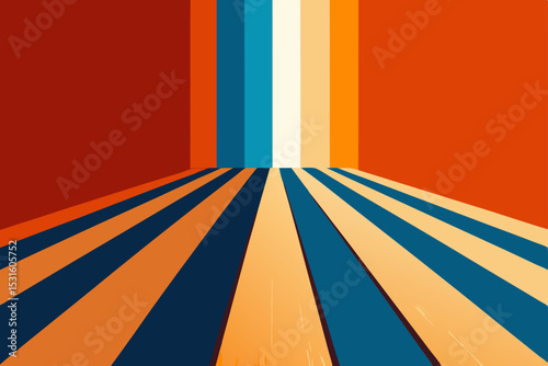 Vector illustration of colorful striped hallway background