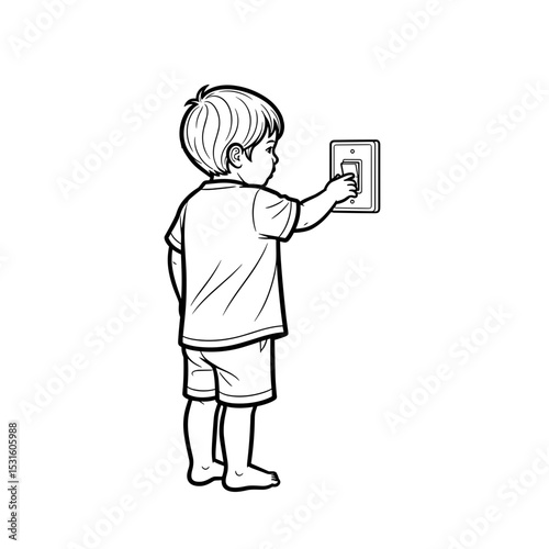 Child playing with a light switch in a playful manner