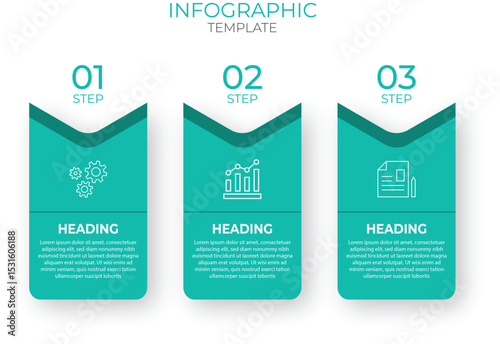 Teal 3 Step Vertical Infographic Design with Modern Icons for Business Workflow
Process Steps Timeline or Corporate Data Visualization Templates