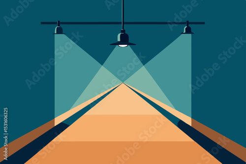 Vector illustration of a spotlighted runway or stage