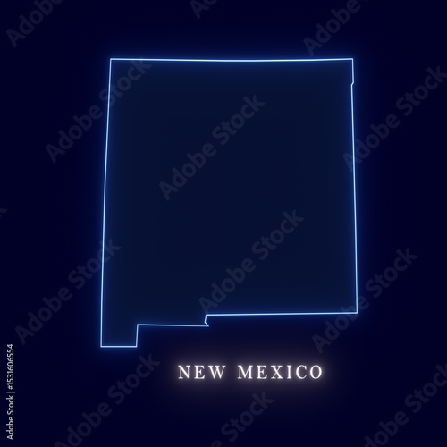 United States New Mexico Abstract Futuristic Neon Map