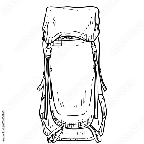 Camping backpack handdrawn illustration⁠
