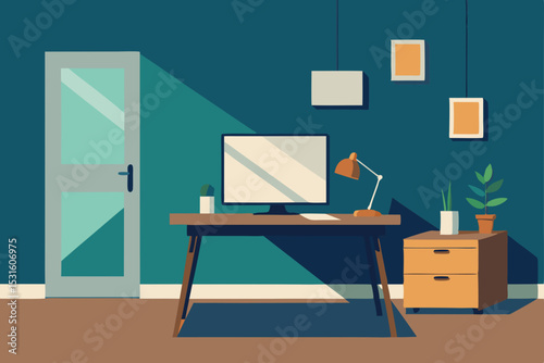 office desk with computer