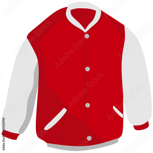 red varsity button jacket basball isolated on white