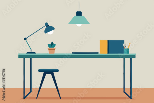clean desk with no clutter against white wall