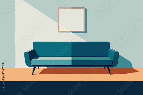 contemporary low sofa in a clean light space