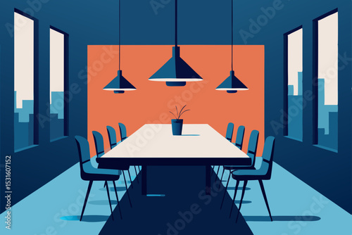  minimal conference table in modern loft setting