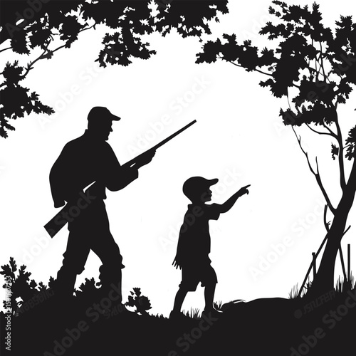 Father and Son Hunting Silhouette A Timeless Bond in the Woods