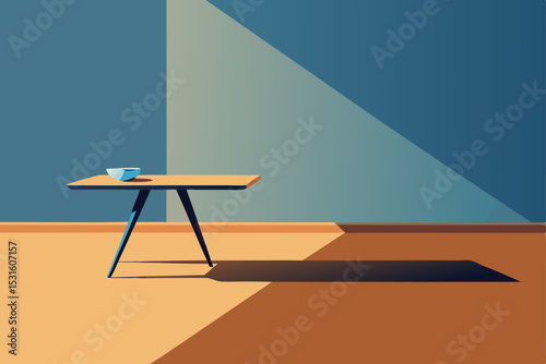  low tray table on light wood floor with open wall