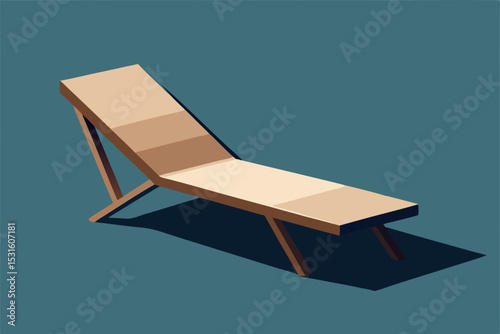wooden lounger with neutral palette and copy space.