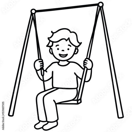 Happy Child Enjoying a Swing Set Fun Outdoor Playtime Illustration
