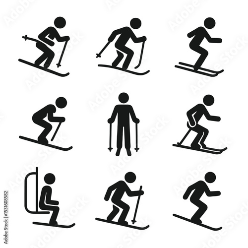 set of skiing icons