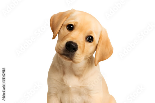 Cute Labrador Retriever Puppy Tilting Head – Isolated PNG Clipart on Transparent Background