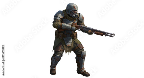 Armored Warrior with Shotgun, Isolated