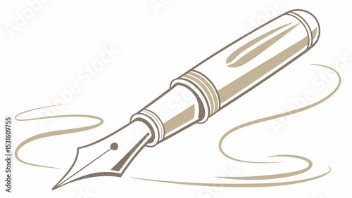 Elegant Fountain Pen with Swirling Ink Trails