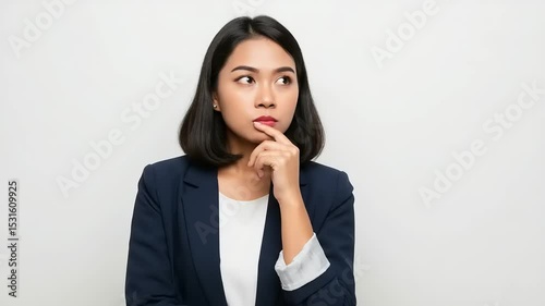 Woman in business suit considering something