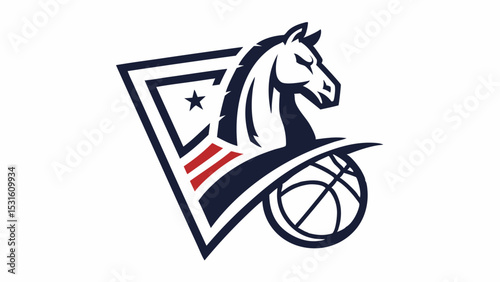 Basketball Team Logo Featuring a Horse and Ball Design