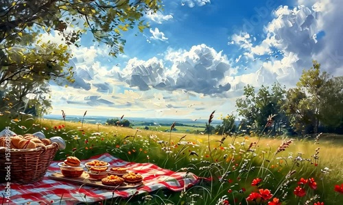 bright park picnic scene