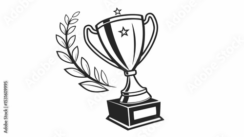 Black and White Award Trophy with Laurel Wreath